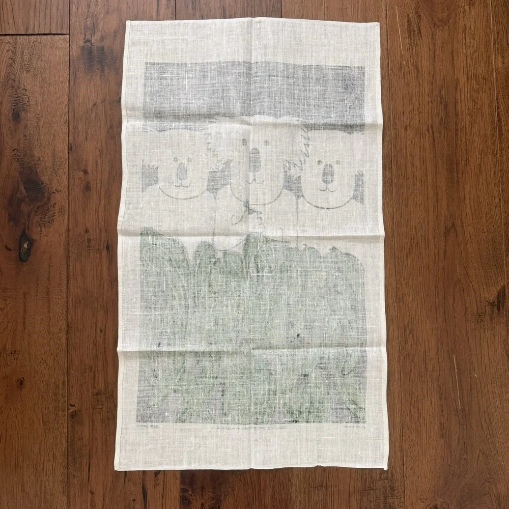 VINTAGE Pam Price KOALA Pure Linen Tea Towel Kitchen Towel Australia NWOT 18x32